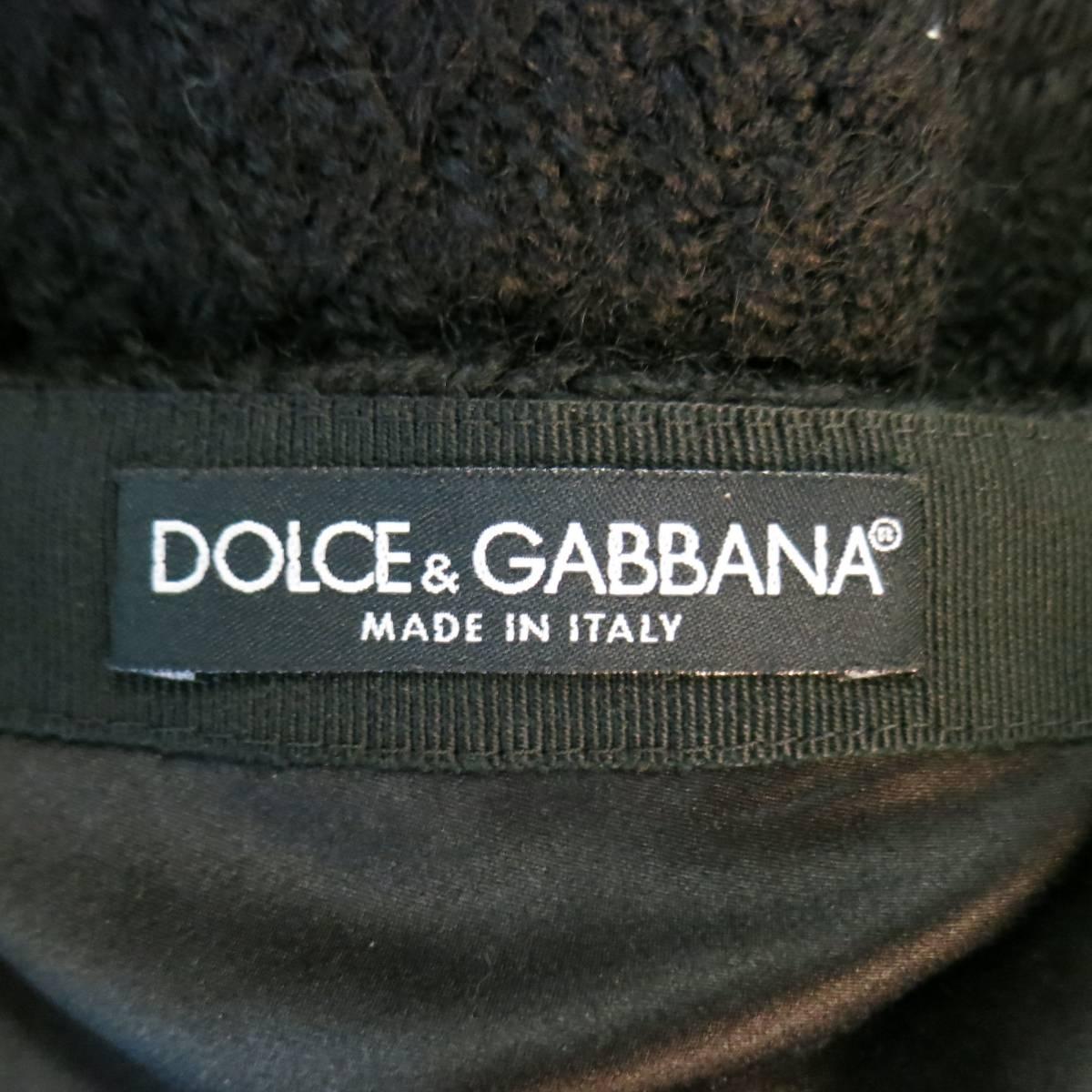 DOLCE & GABBANA Size 8 Black Textured Wool Fringe A Line Skirt In Excellent Condition In San Francisco, CA