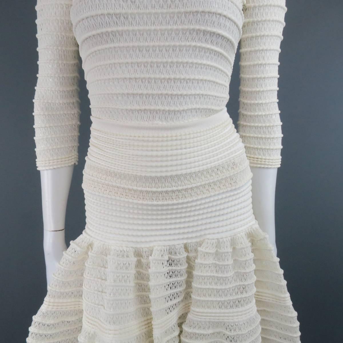 cream knit skirt set