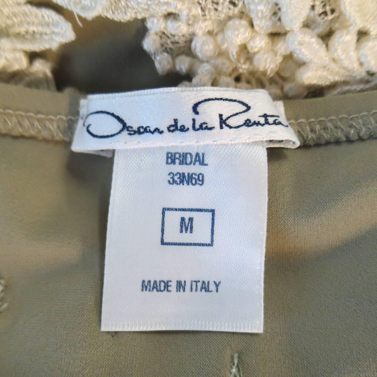 OSCAR DE LA RENTA Bridal Size M Taupe & Creame Lace Applique Lingerie Set 1