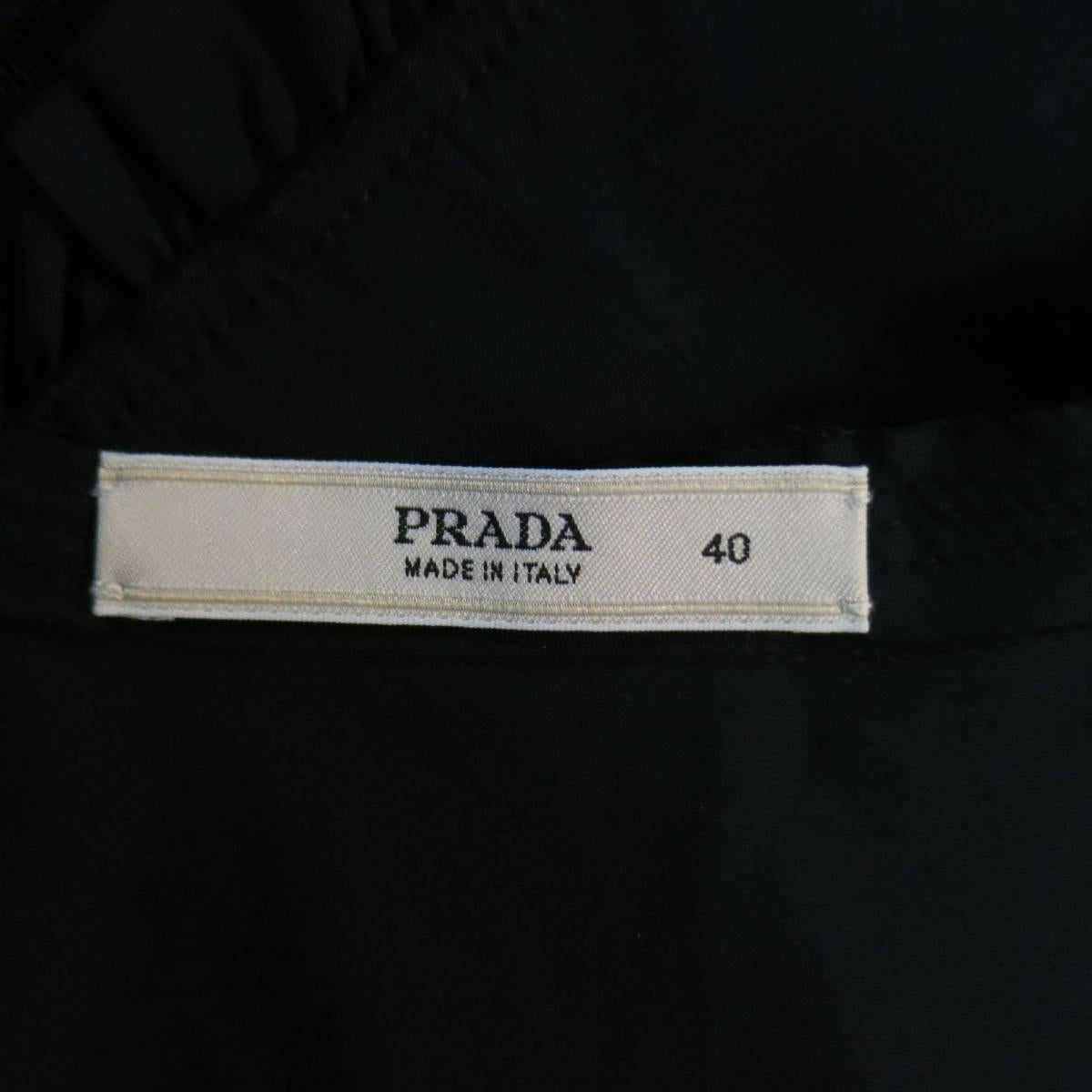 PRADA Size 4 Navy Stretch Cotton Sleeveless Applique Top 1