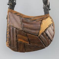 Vintage FENDI Holz verschönert Tiger Print Oyster Umhängetasche