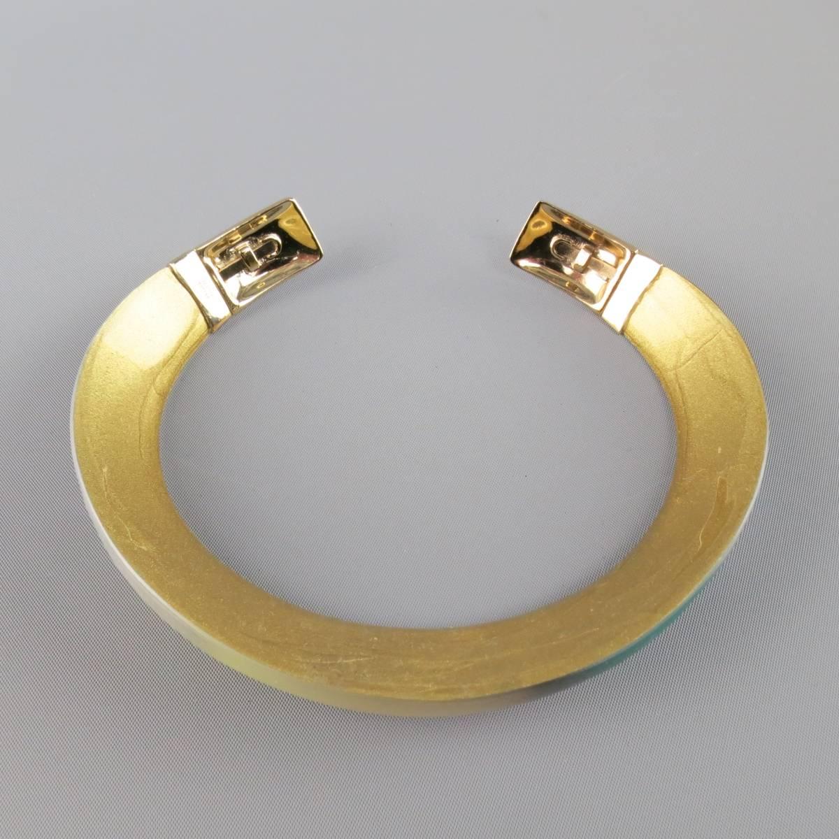 ALEXIS BITTAR Rainbow and Gold Mosiac Frosted Lucite Hinged Collar Necklace  Cuff at 1stDibs
