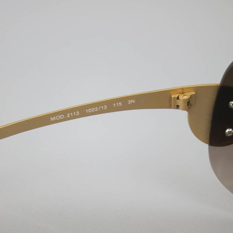 GIANNI VERSACE Brown Gold Tone Medusa Emblem Metal Sunglasses
