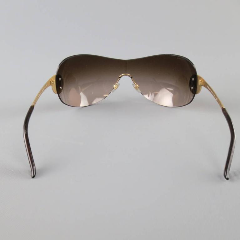 GIANNI VERSACE Brown Gold Tone Medusa Emblem Metal Sunglasses at 1stDibs