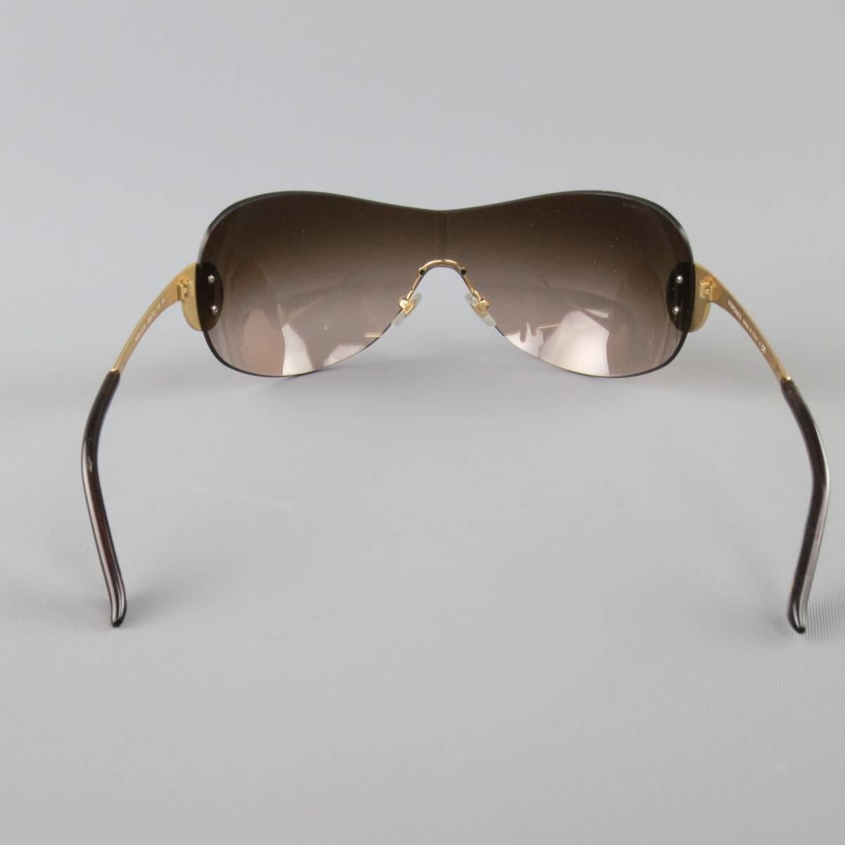 GIANNI VERSACE Brown Gold Tone Medusa Emblem Metal Sunglasses 2