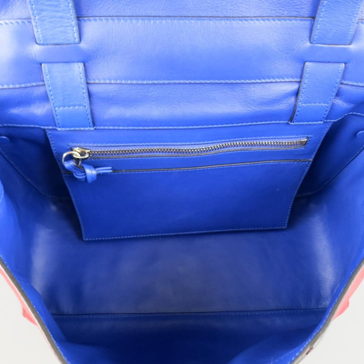 Women's PROENZA SCHOULER Red & Blue Color Block Leather Shoulder Bag