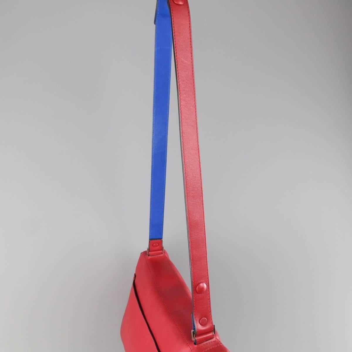 PROENZA SCHOULER Red & Blue Color Block Leather Shoulder Bag 1