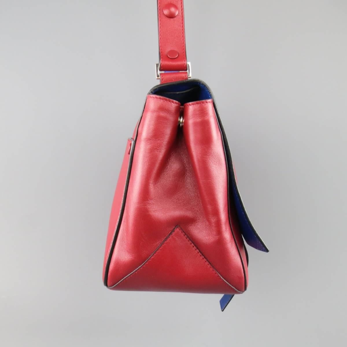 PROENZA SCHOULER Red & Blue Color Block Leather Shoulder Bag In Good Condition In San Francisco, CA