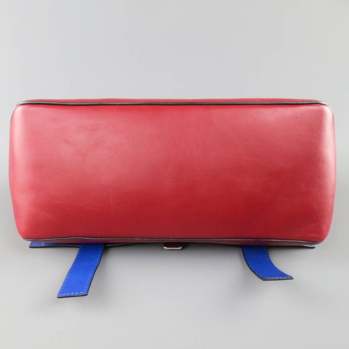PROENZA SCHOULER Red & Blue Color Block Leather Shoulder Bag 3