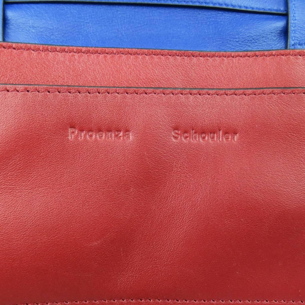 PROENZA SCHOULER Red & Blue Color Block Leather Shoulder Bag 4