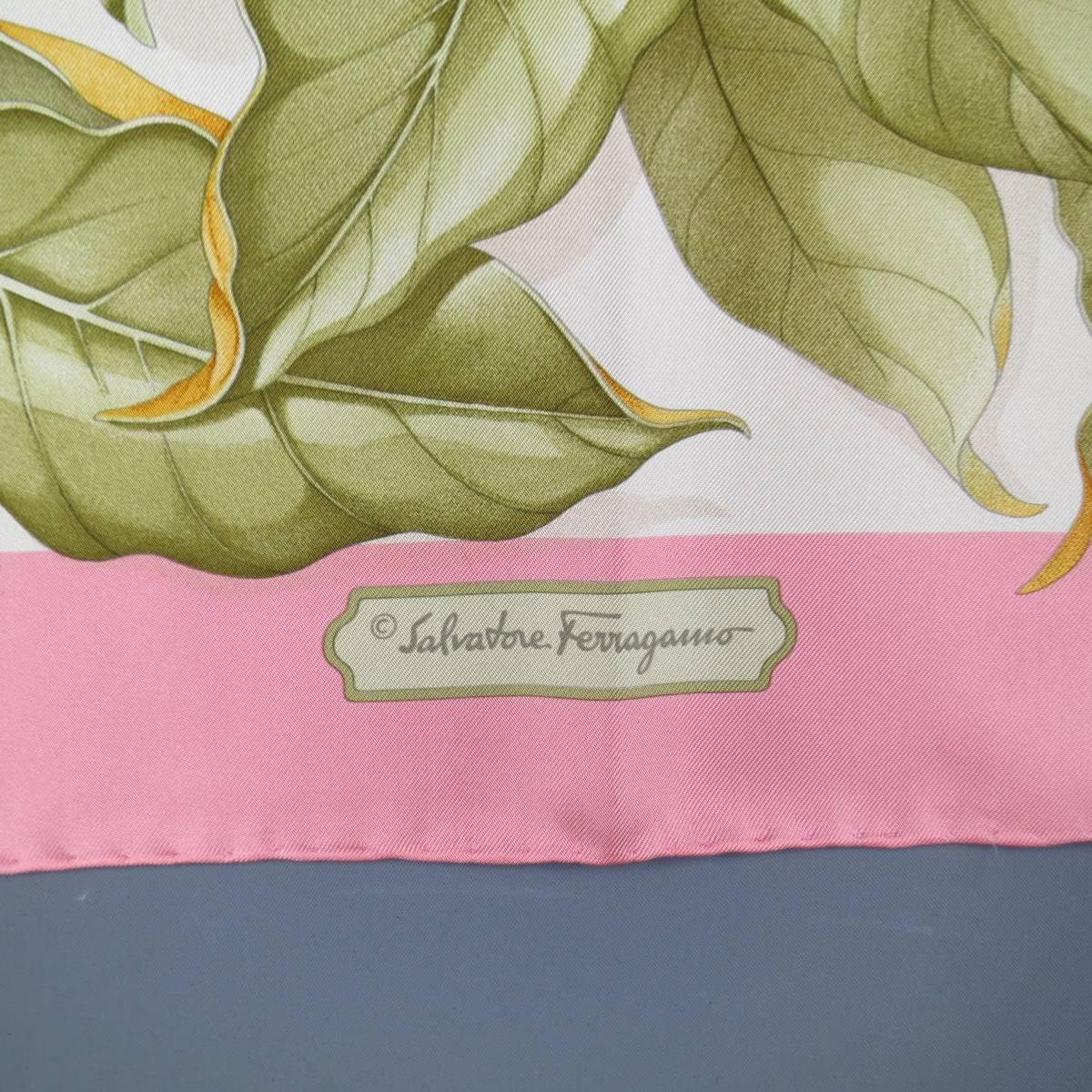 Women's SALVATORE FERRAGAMO Pink Floral Print Silk Scarf