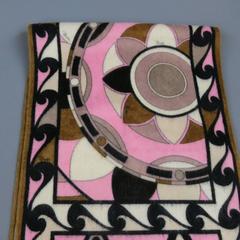 EMILIO PUCCI Pink Brown & Cream Print Cashmere Fringe Scarf
