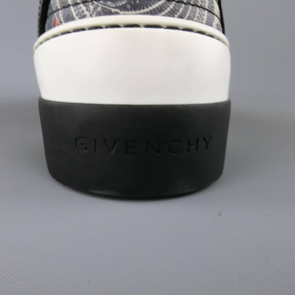 Men's GIVENCHY Size 10 Grey Paisley Butterfly Print Leather Tyson High Top Sneaker