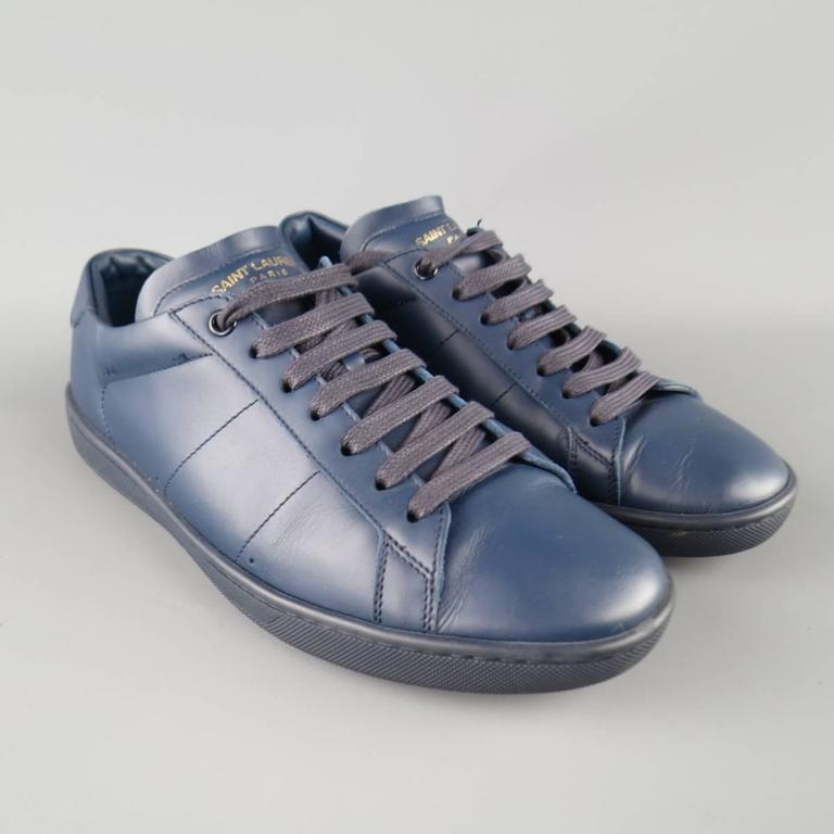 Men's SAINT LAURENT Size 7 Navy SL/01 Court Classic Leather Sneakers at  1stDibs | saint laurent sl/01 sneakers, saint laurent sl01 sizing, blue  saint laurent sneakers