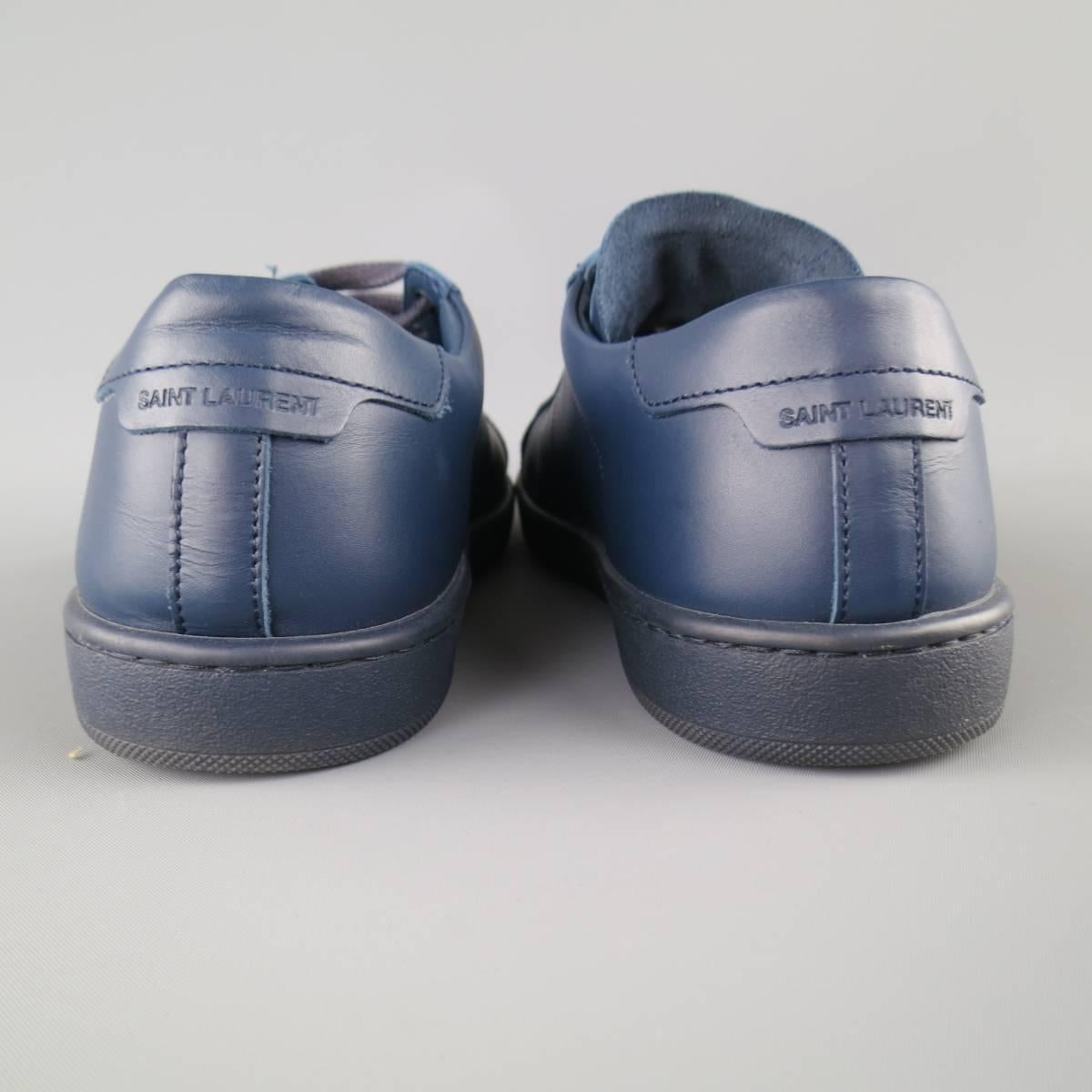 Gray Men's SAINT LAURENT Size 7 Navy SL/01 Court Classic Leather Sneakers