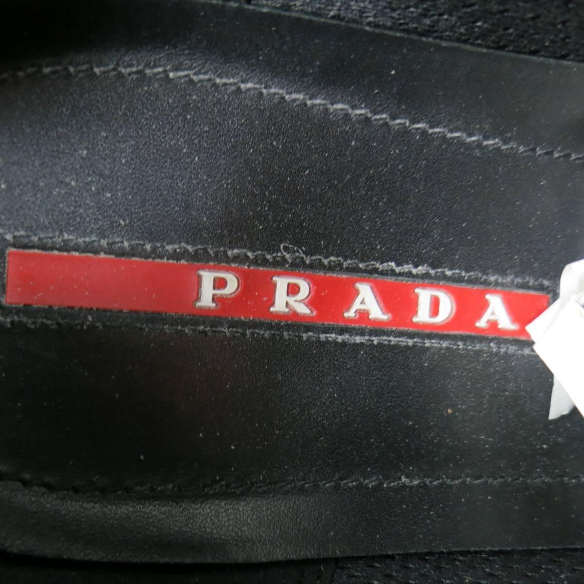 Men's PRADA Size 9.5 Purple & Black Patent Leather Silver Mesh Sneakers 1