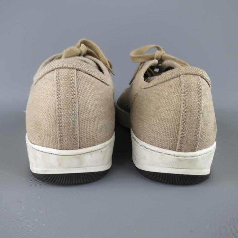 LANVIN Sneakers - Men's Size 8 Beige Woven Canvas Cap Toe Trainers at ...