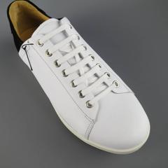 Men's DAMIR DOMA Size 10 White & Black Two Toned Leather Sneakers