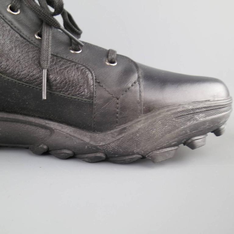 Men's Y-3 YOHJI YAMAMOTO Size 12 Black Leather Tall Combat Boots at 1stDibs | mens tall combat 