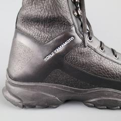 Men's Y-3 YOHJI YAMAMOTO Size 12 Black Leather Tall Combat Boots