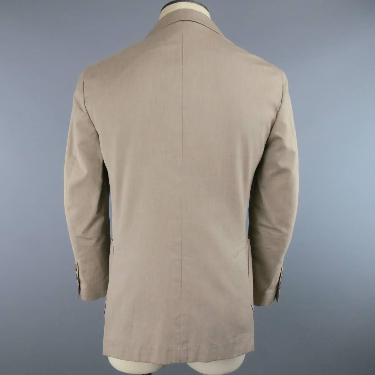 Men's BRUNELLO CUCINELLI 36 Regular Khaki Cotton 3 Button Peak Lapel Sport Coat 1