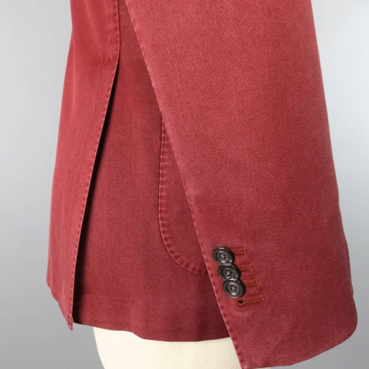 Red Men's BOGLIOLI 38 Burgundy Washed Dyed Soft Wool 3 button Sport Coat