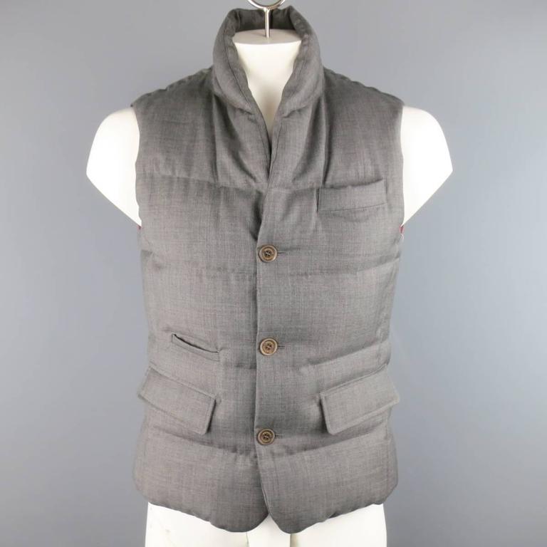 Men's BRUNELLO CUCINELLI 40 Grey Quilted Wool Shawl Collar Puffer Vest at  1stDibs | brunello cucinelli puffer vest, wool puffer vest, brunello  cucinelli vest