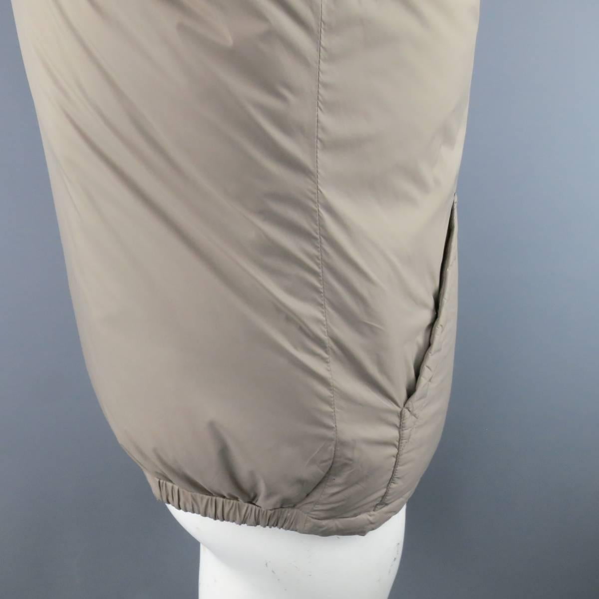 Men's BRUNELLO CUCINELLI 44 Grey / Khaki Quilted Cotton Reversible Puffer Vest 4