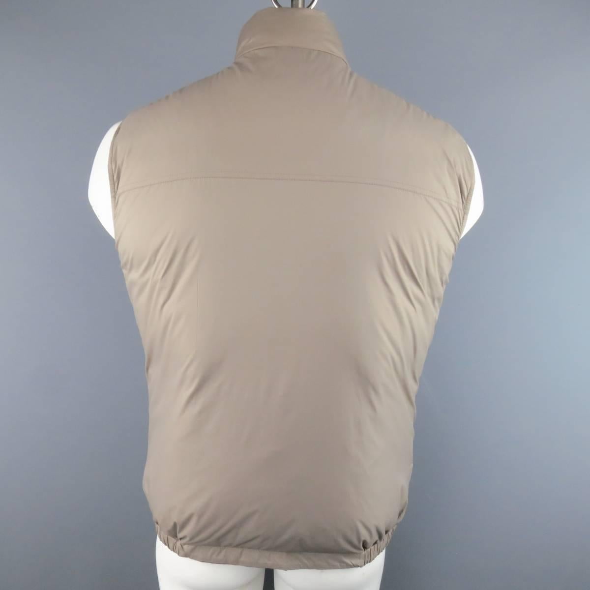 Men's BRUNELLO CUCINELLI 44 Grey / Khaki Quilted Cotton Reversible Puffer Vest 5
