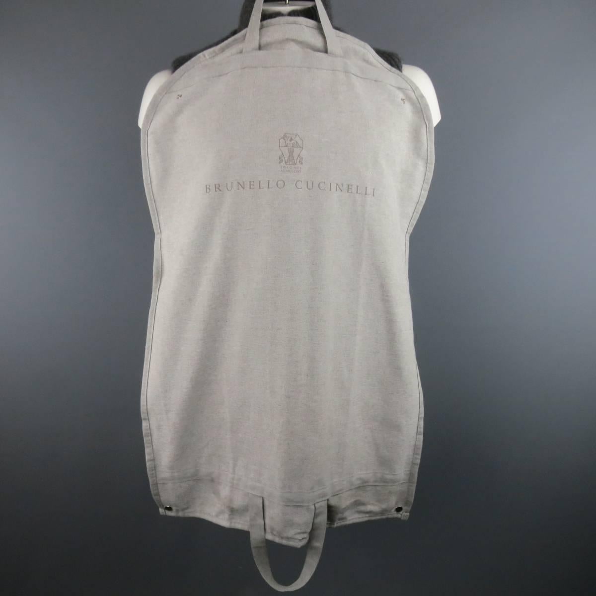 Men's BRUNELLO CUCINELLI S Grey Quilted Wool/ Silk/Cashmere Half Knit Puff Vest 3