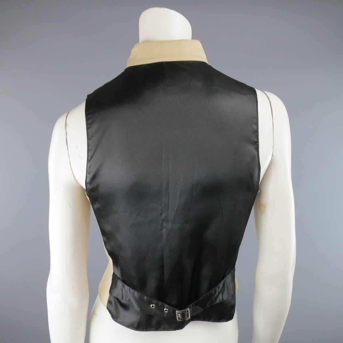 Women's Junior Gaultier Beige and Black Wool Velcro Choker Vest