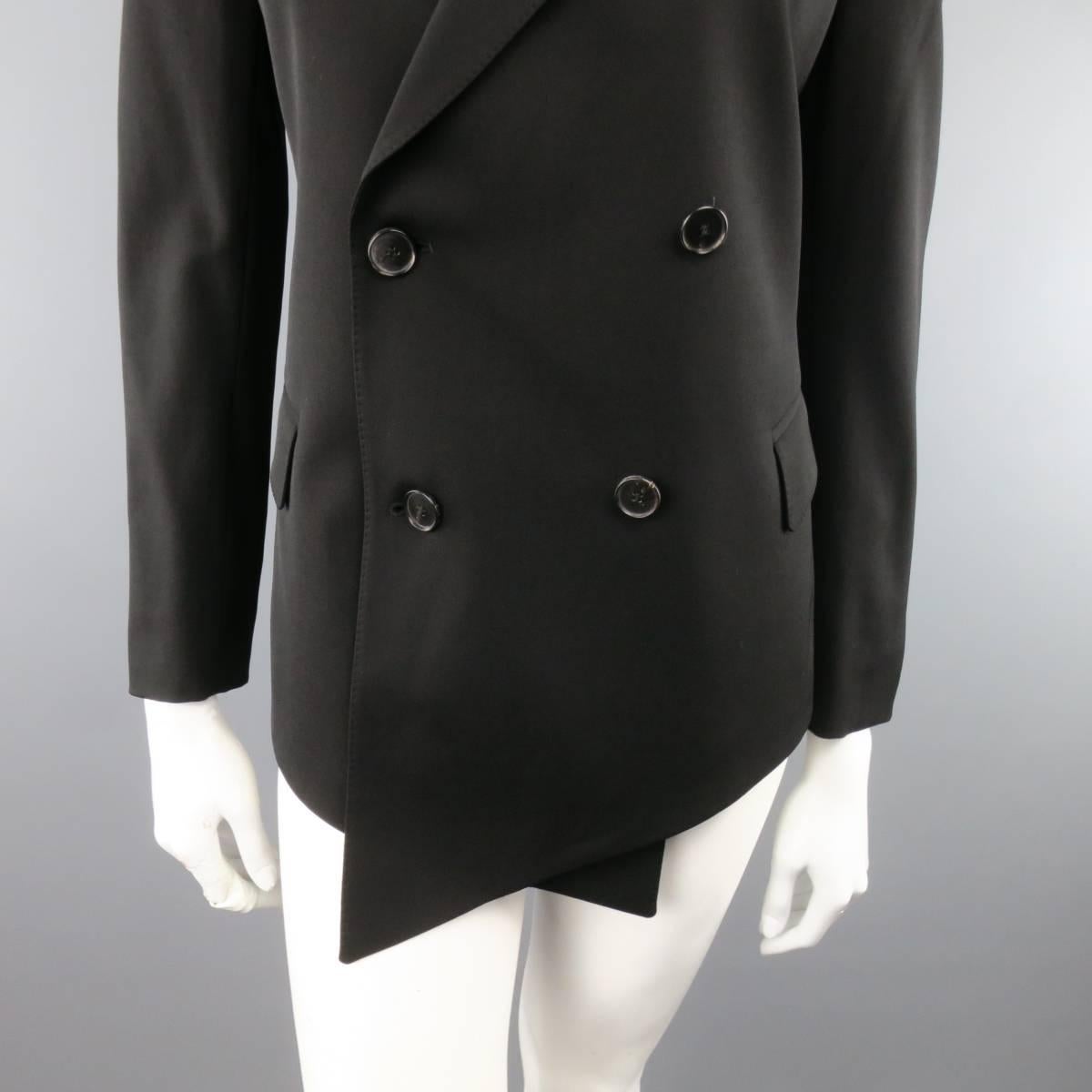 JEAN PAUL GAULTIER Size 4 Black Wool Double Breasted Peack Lapel Blazer In Excellent Condition In San Francisco, CA