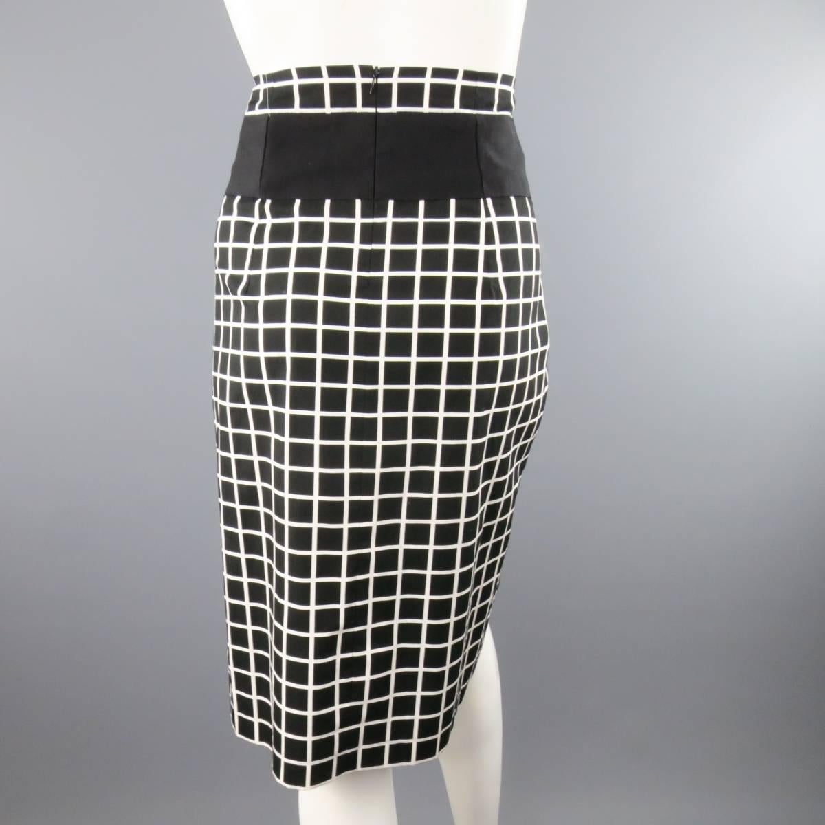 DRIES VAN NOTEN Size 6 Black & White Straight Pencil Skirt 1