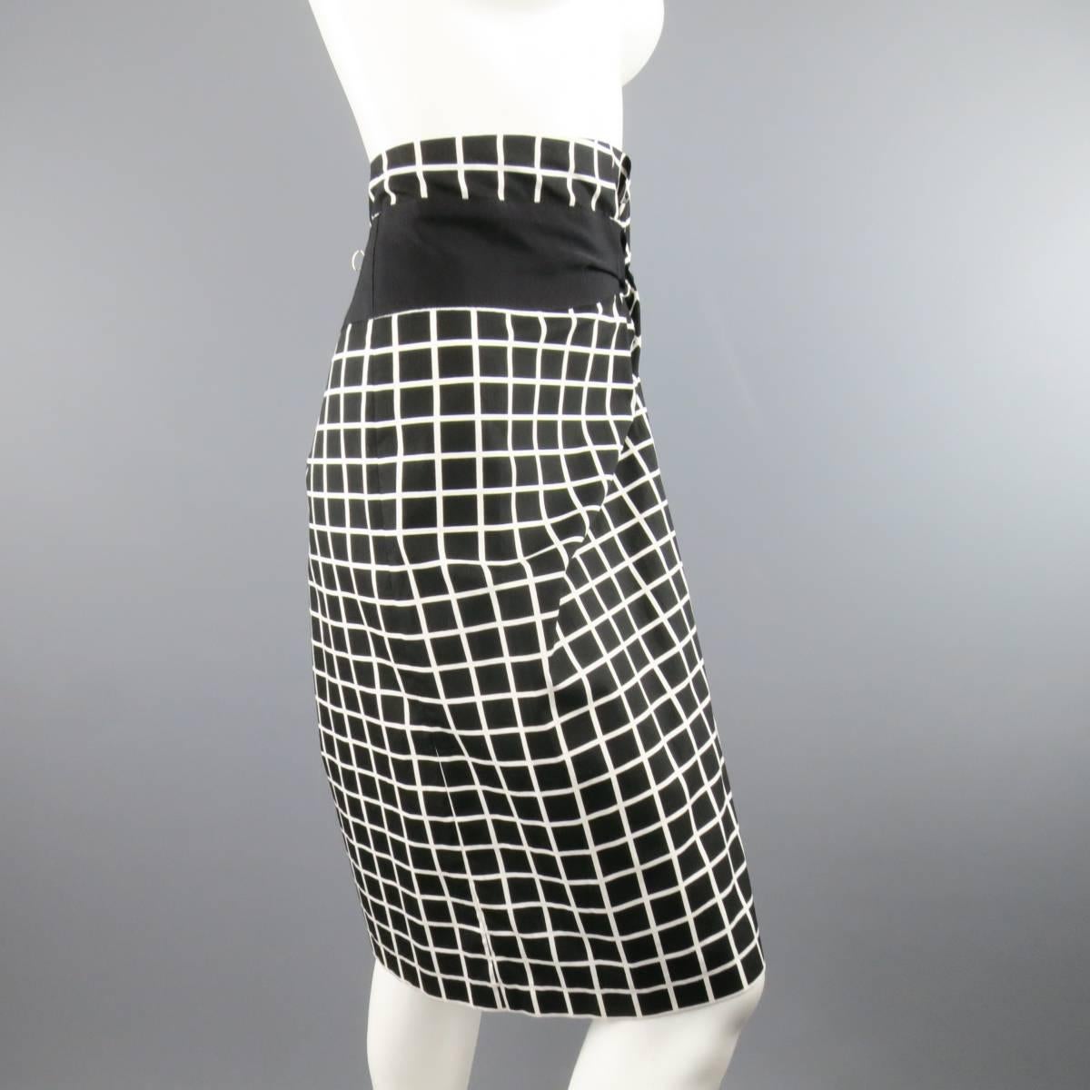 Women's DRIES VAN NOTEN Size 6 Black & White Straight Pencil Skirt