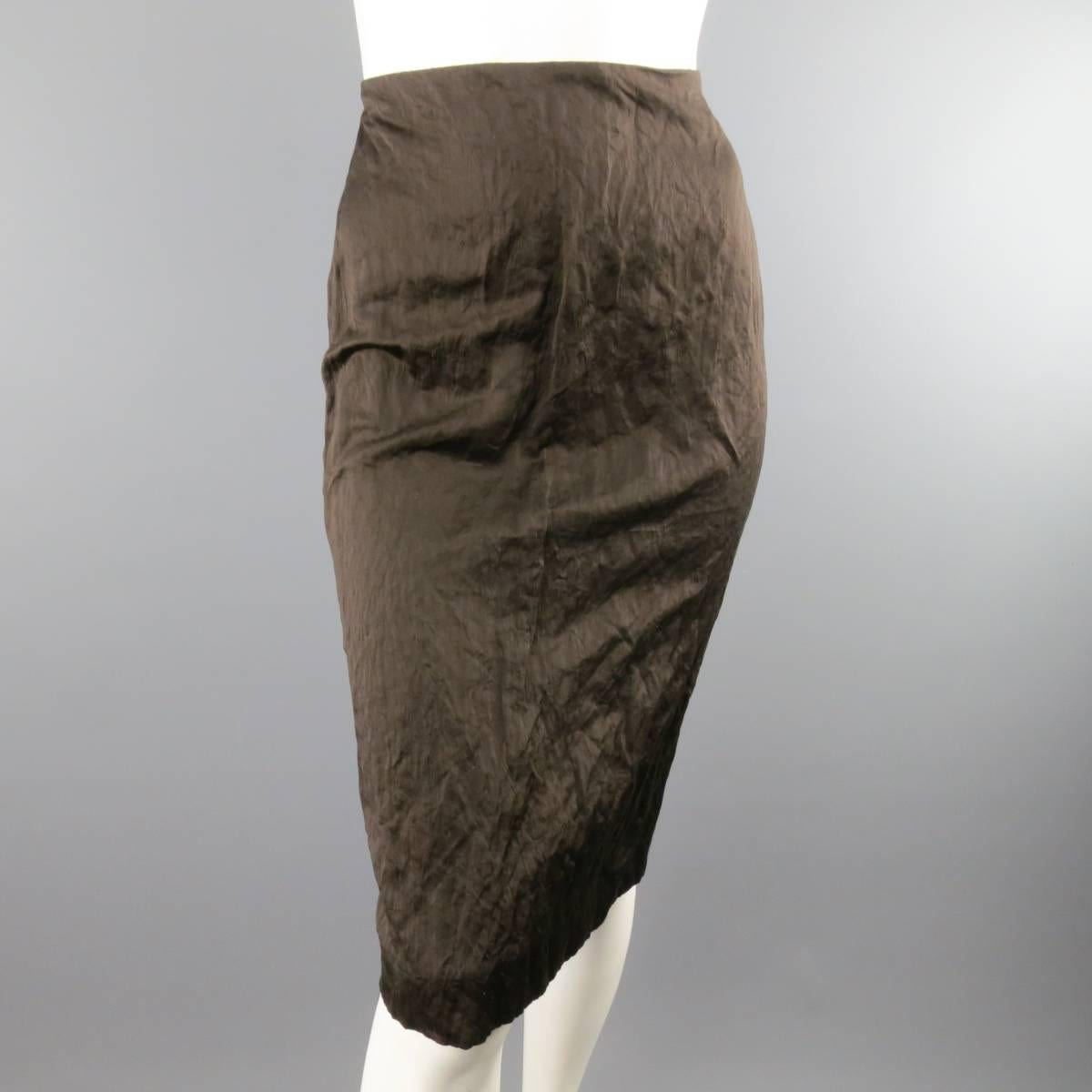 PRADA Spring 2009 8 Brown Wrinkled Cotton / Silk Blend Drawstring Skirt Suit 3