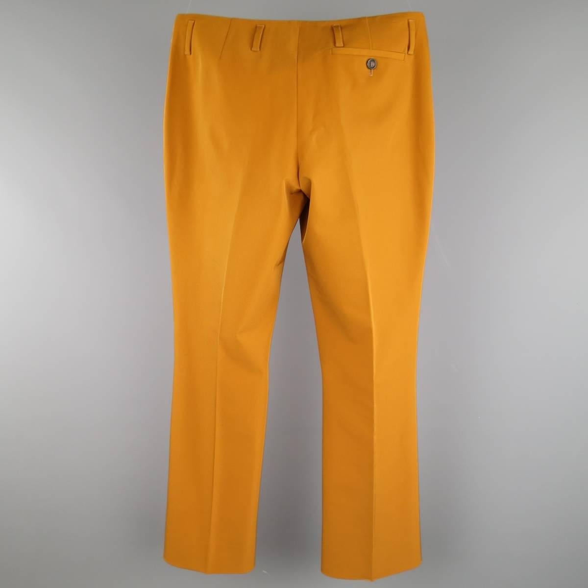 Orange PRADA Size 8 Tan Stretch Polyester Twill Flared Dress Pants