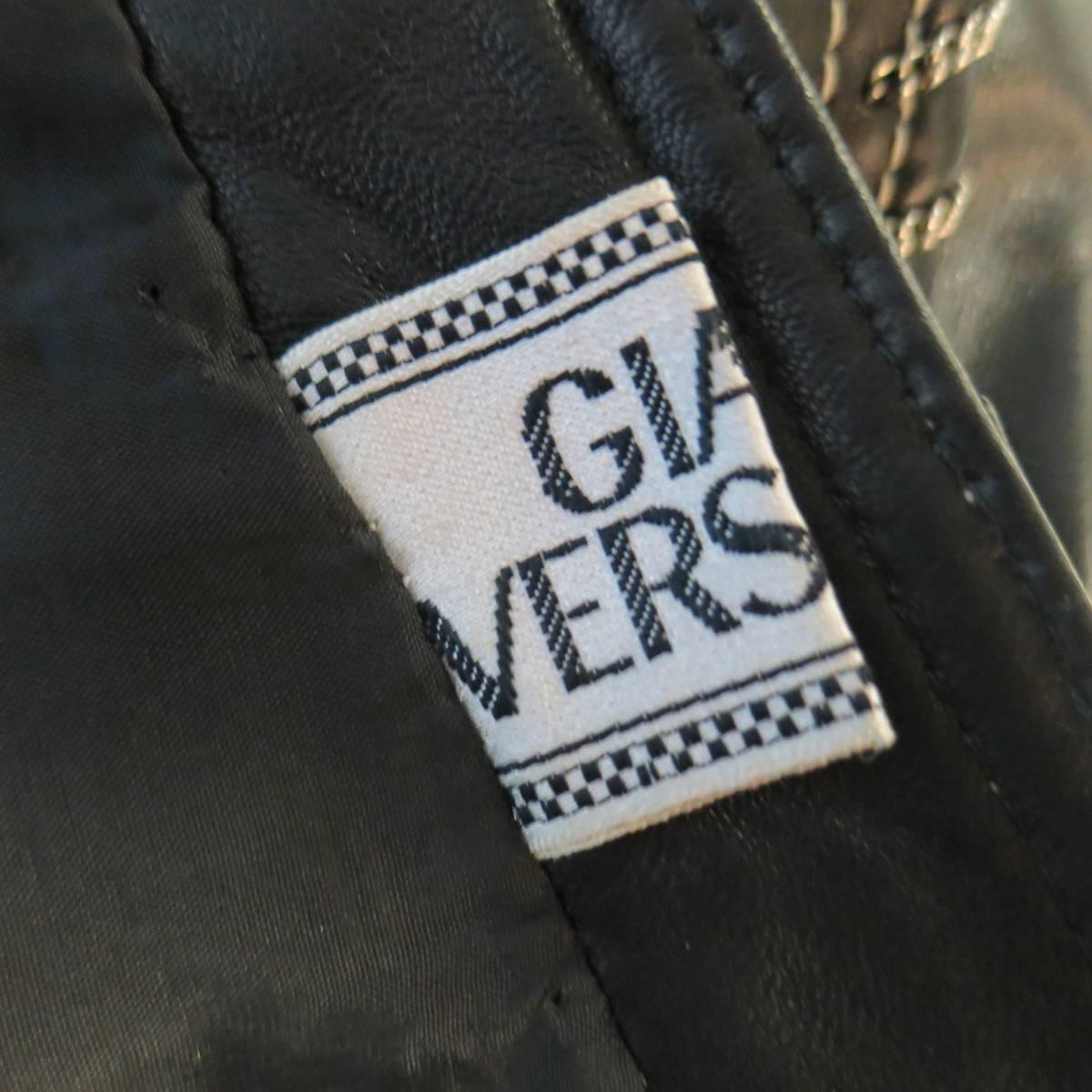GIANNI VERSACE Jean 2 Black & Silver Contrast Stitch Leather Chain Piping 5