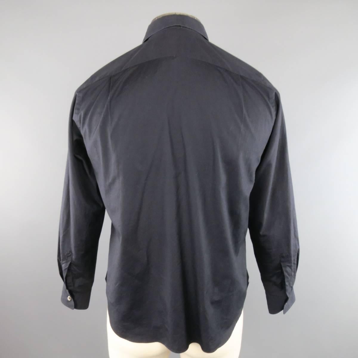 Women's or Men's COMME des GARCONS Size S Black Cotton Long Sleeve Zip Accross Shirt