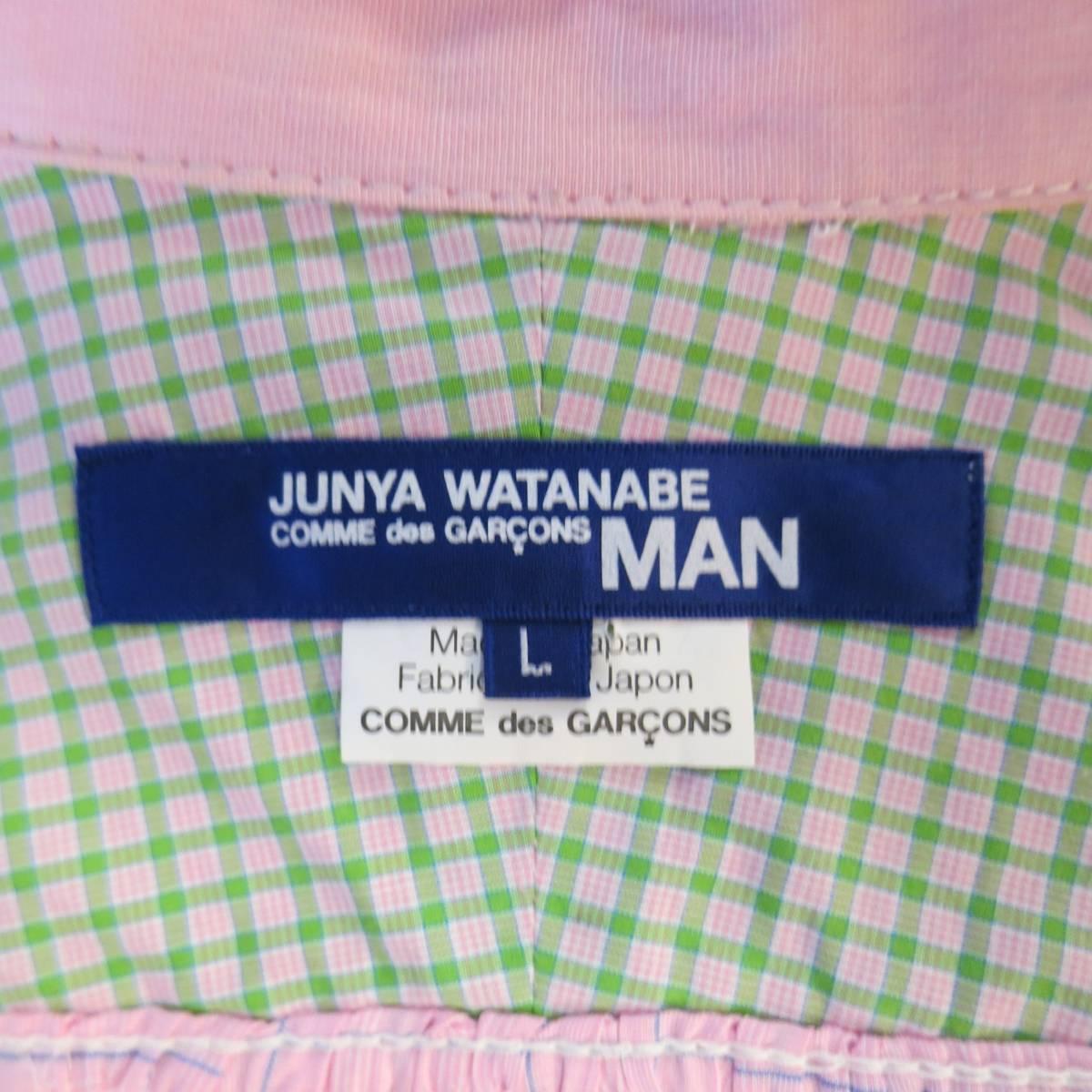 JUNYA WATANABE Size L Pink & Blue Window Pane Cotton Long Sleeve Shirt 2012 4