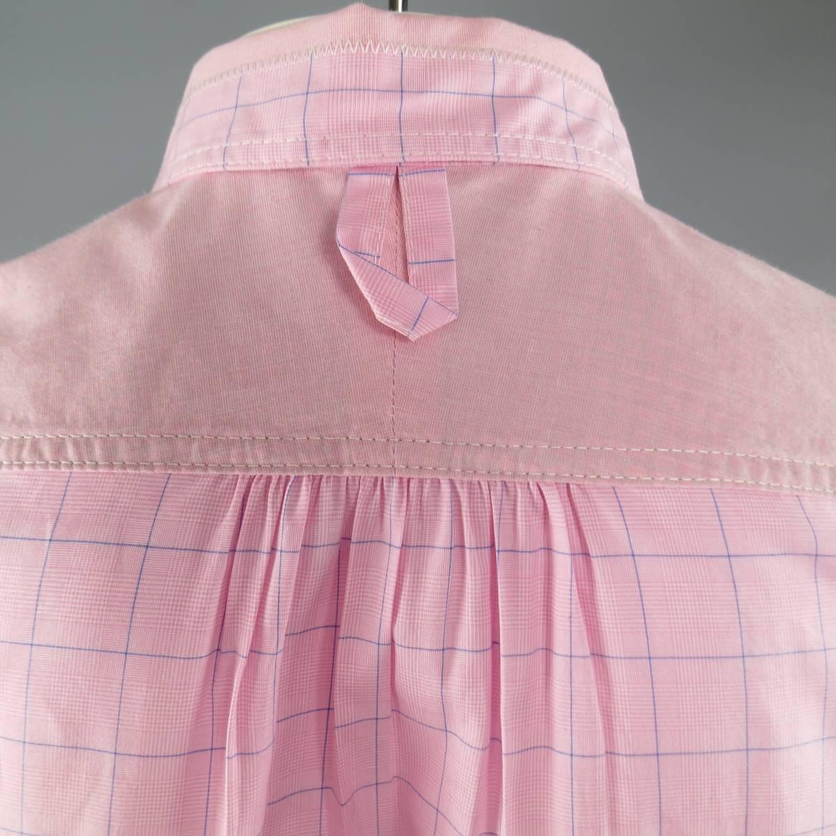 JUNYA WATANABE Size L Pink & Blue Window Pane Cotton Long Sleeve Shirt 2012 3