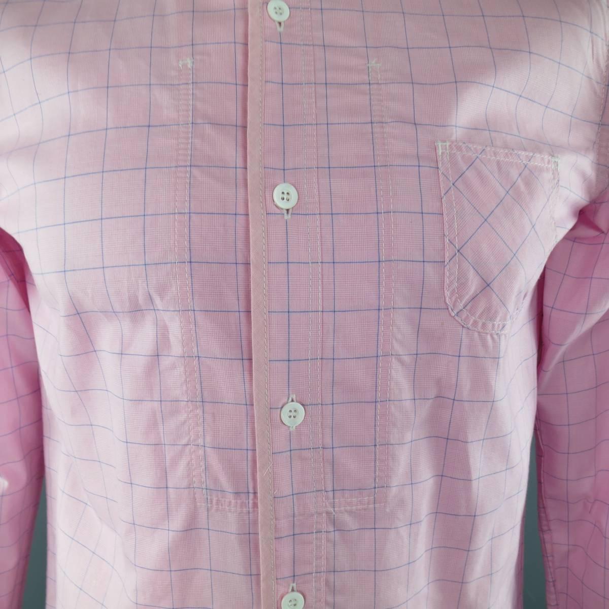 Purple JUNYA WATANABE Size L Pink & Blue Window Pane Cotton Long Sleeve Shirt 2012