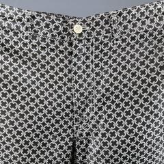 COMME des GARCONS Size S Black & White Chain Print Cuffed Pants