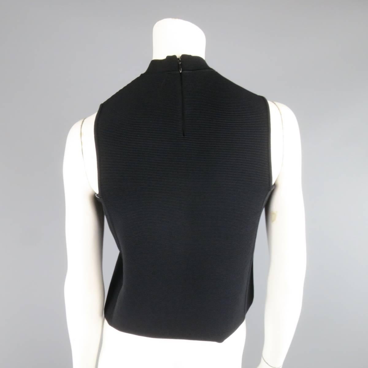 RALPH LAUREN Collection Size S Black Ribbed Mock Neck Bandage Crop Top In Excellent Condition In San Francisco, CA