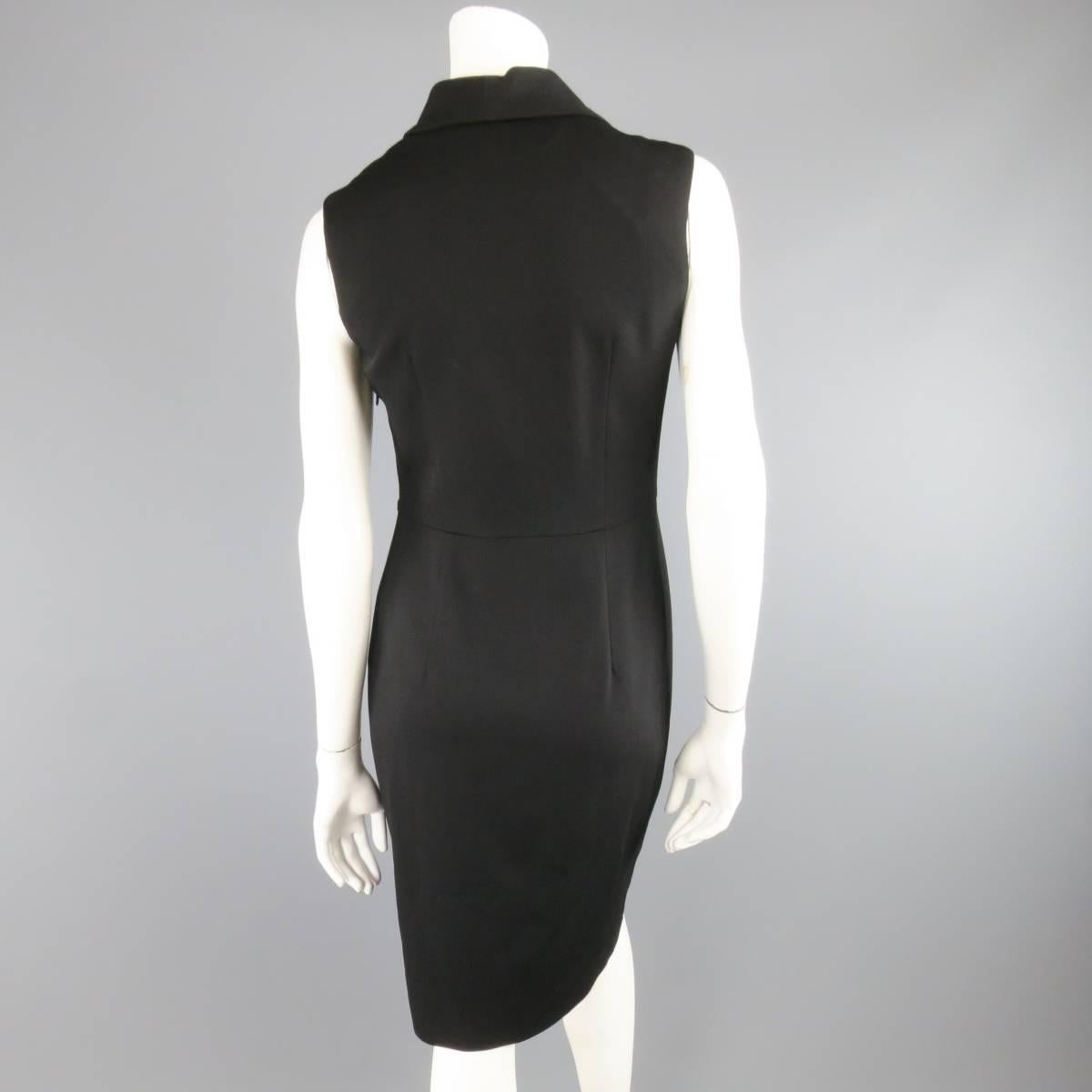 MAISON MARTIN MARGIELA Size 4 Black Wool Blend Sleeveless Wrap Tux Dress 1