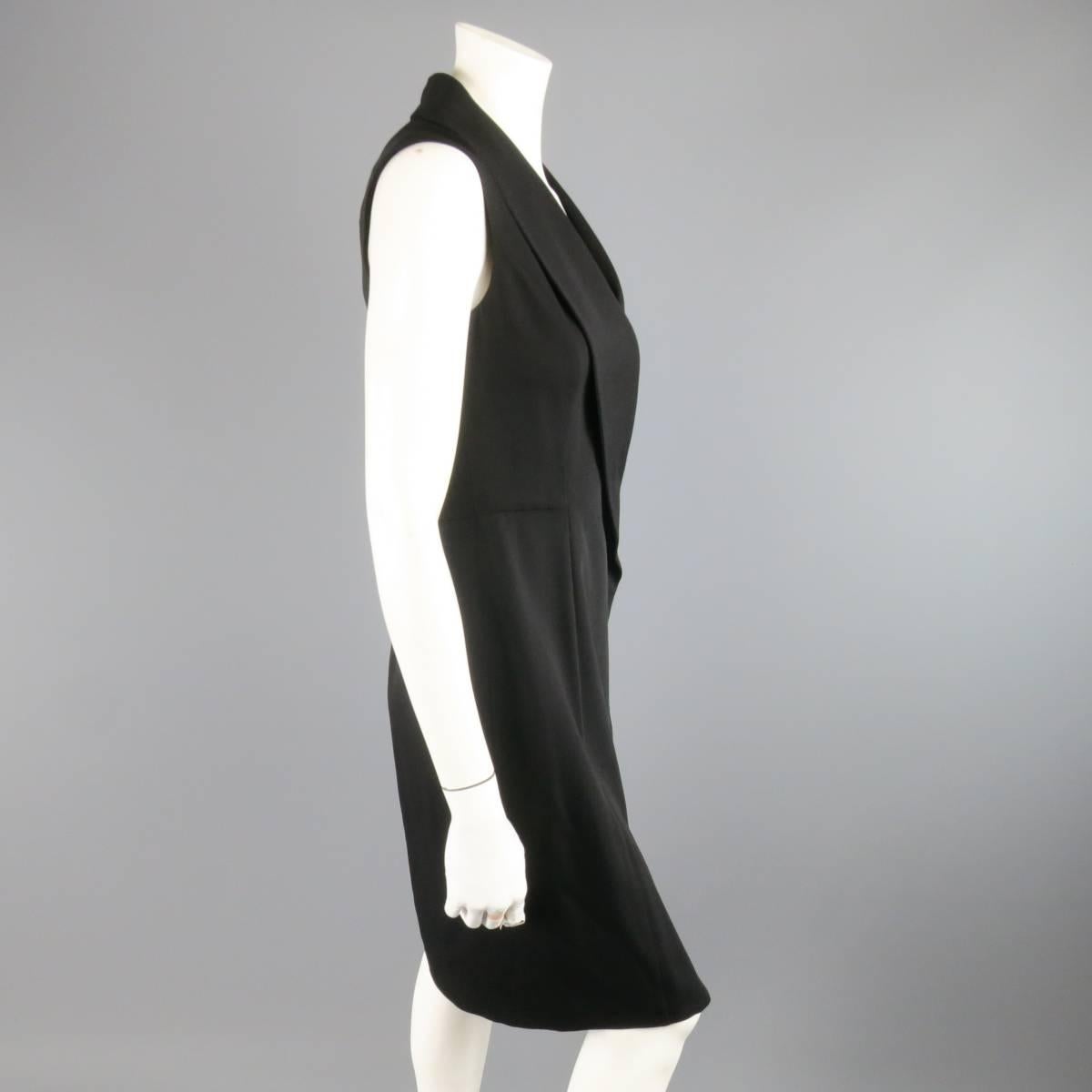 Women's MAISON MARTIN MARGIELA Size 4 Black Wool Blend Sleeveless Wrap Tux Dress