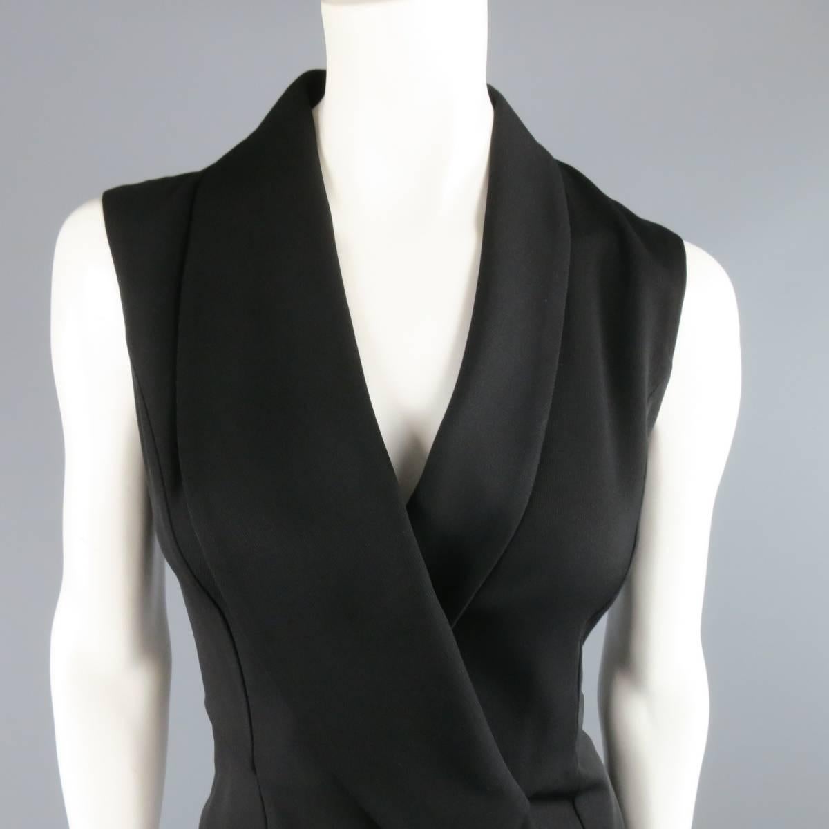 MAISON MARTIN MARGIELA Size 4 Black Wool Blend Sleeveless Wrap Tux Dress In New Condition In San Francisco, CA