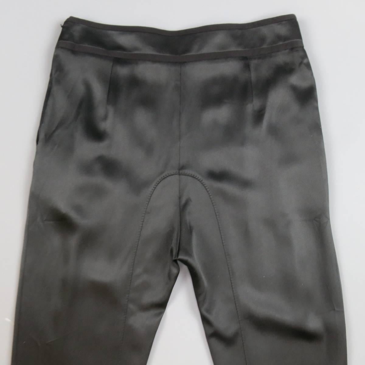 GIVENCHY Size 12 Black Silk Satin Pleated Drop Crotch Pants 1