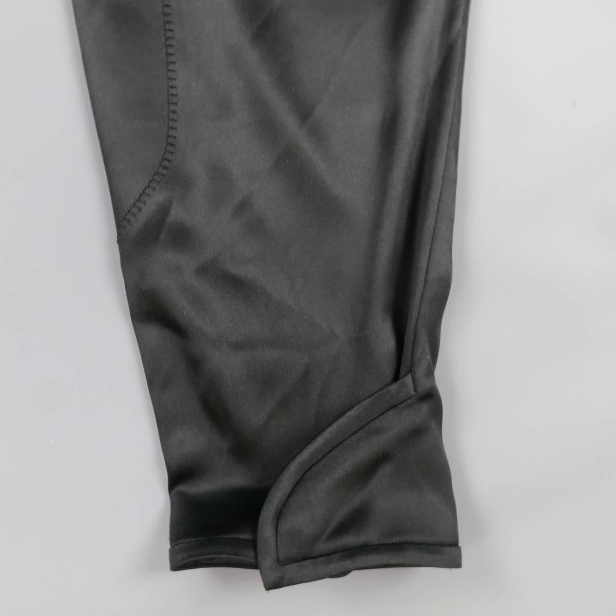 GIVENCHY Size 12 Black Silk Satin Pleated Drop Crotch Pants 2