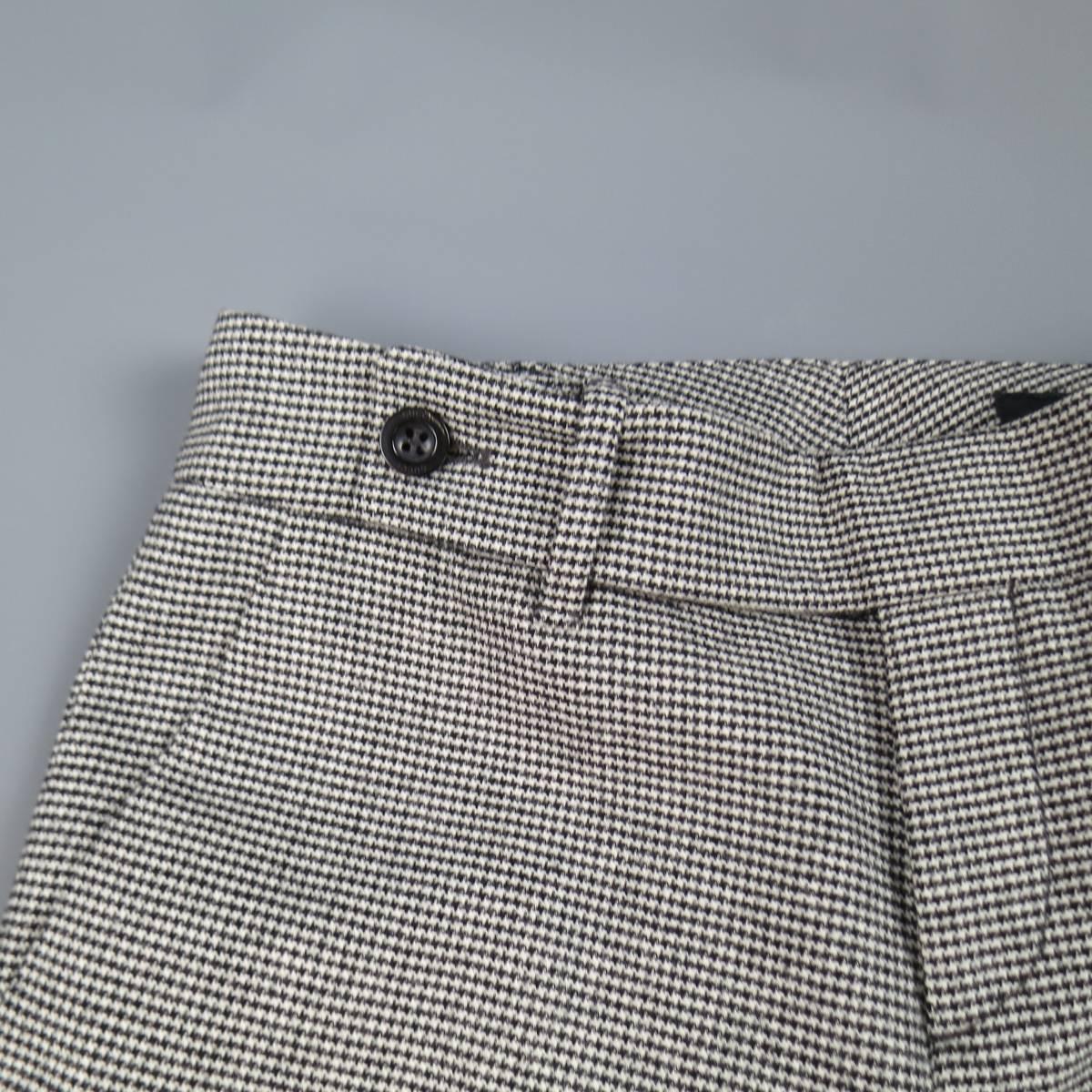 Gray GUCCI Size 2 Black & White Houndstooth Wool Blend Tapered Dress Pants