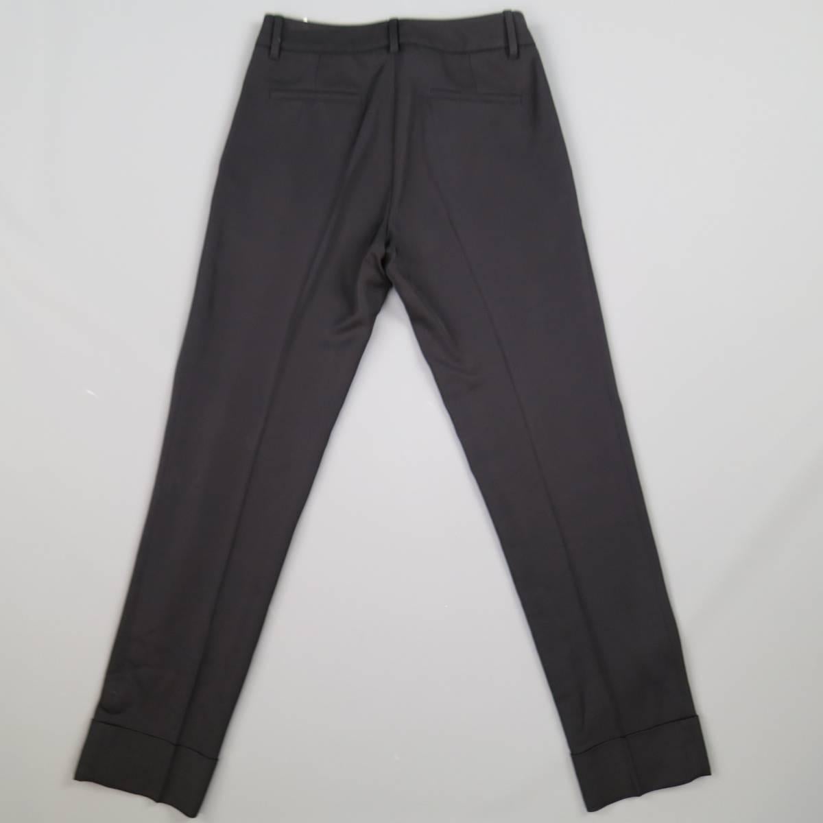 Gucci Black Viscose Blend Gabardine Cuffed Dress Pants In Excellent Condition In San Francisco, CA
